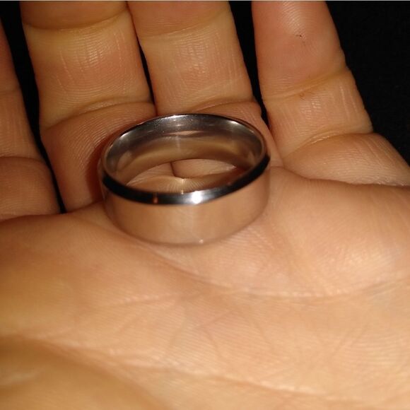 Stainless steel silver band, size 9 - Picture 6 of 7